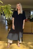 Made in Italy Paulo Pillow Cotton Shirt Dress Black